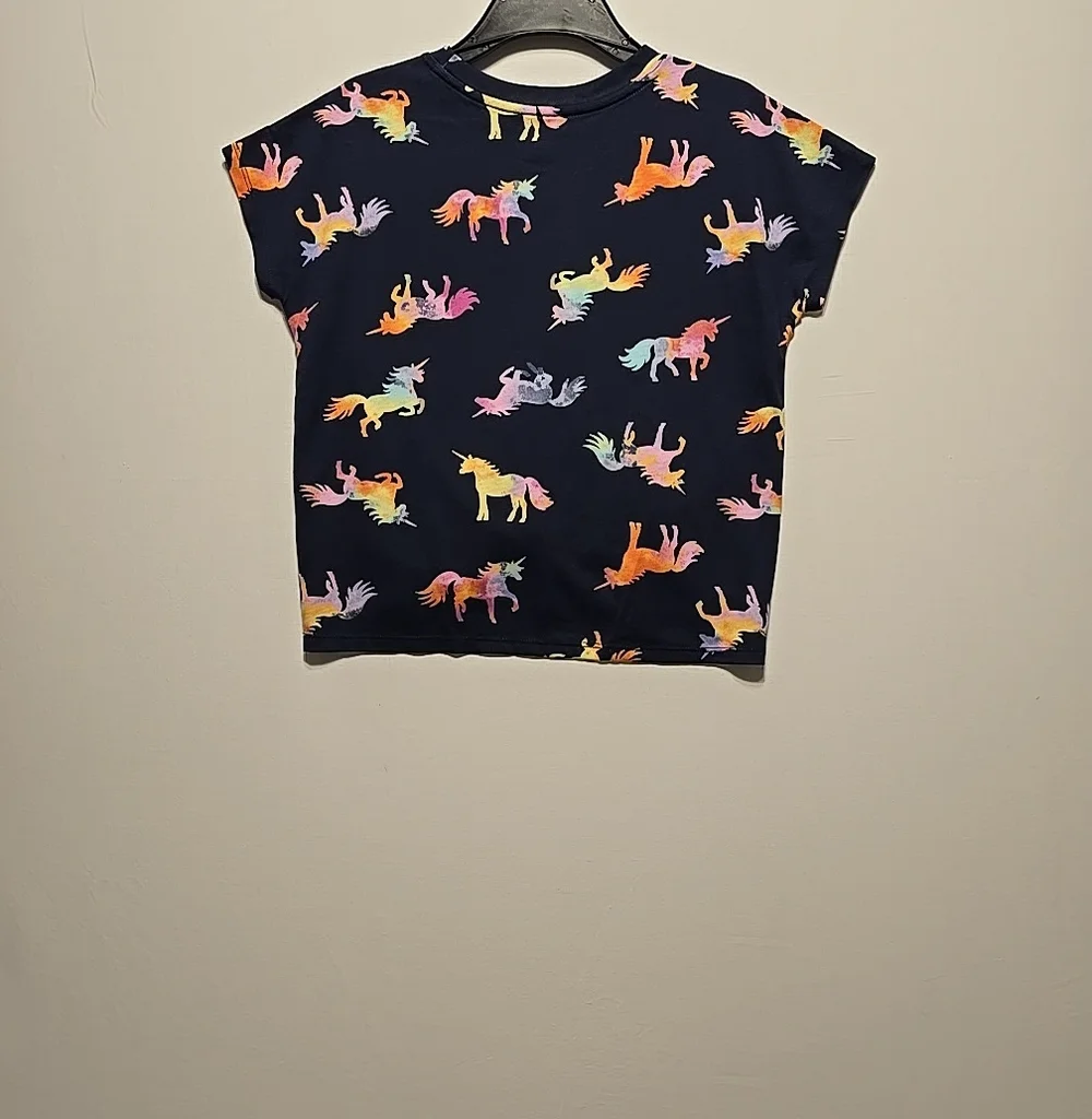 wonder nation - Tee, Navy Short Sleeve Medium Size, Unicorns With Mixed Colors